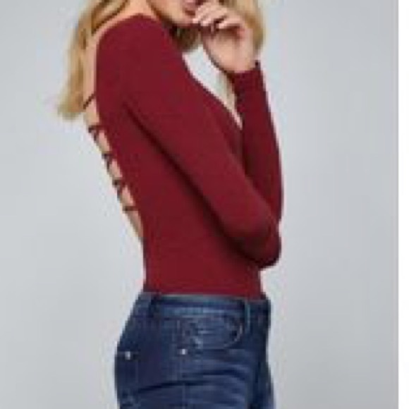 bebe Tops - Bebe Taria Lace Up Bodysuit.